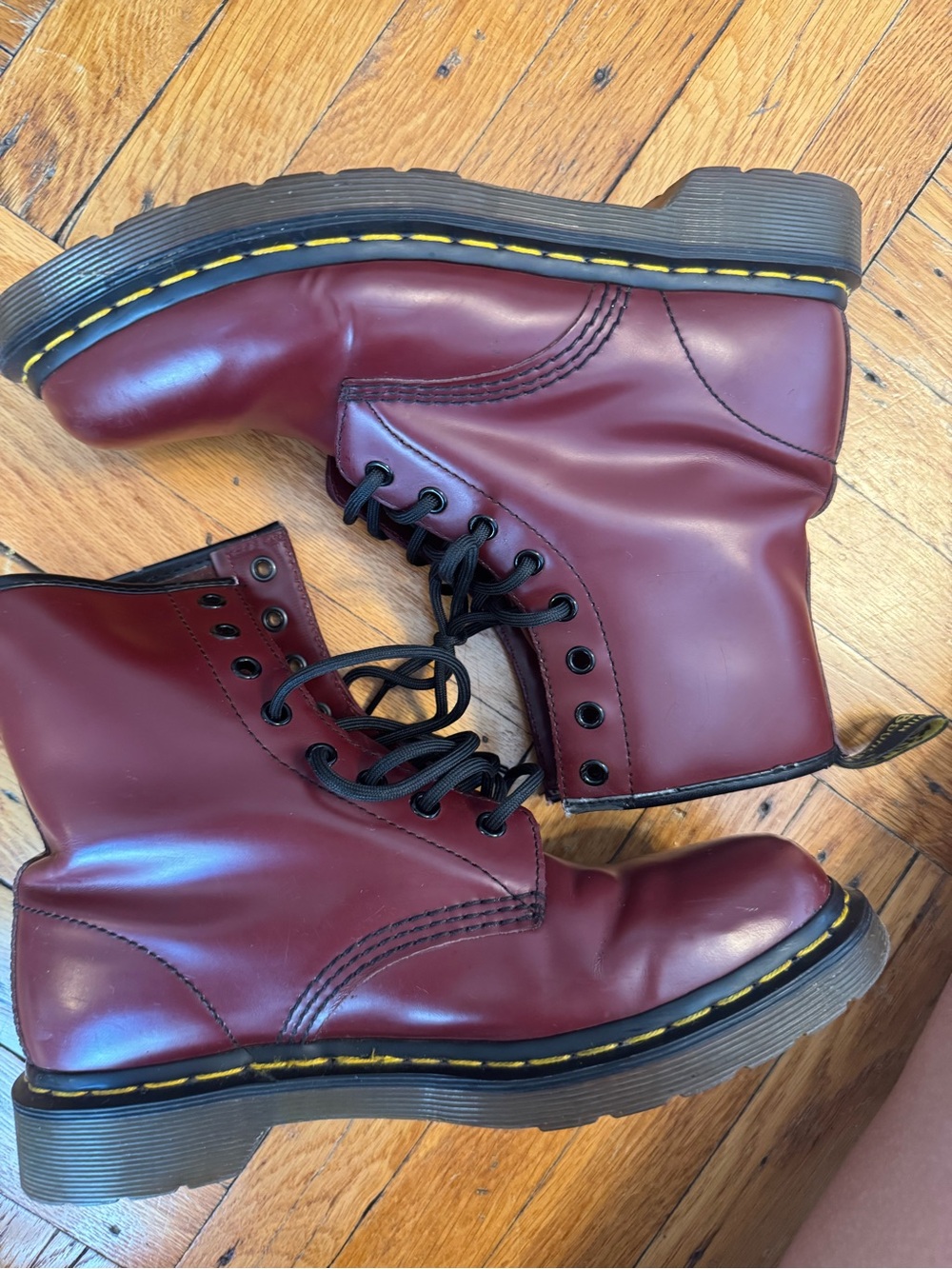 Dr. Martens 8-Eye Leather Boots in Cherry/Bordeaux - Picture 2 of 12